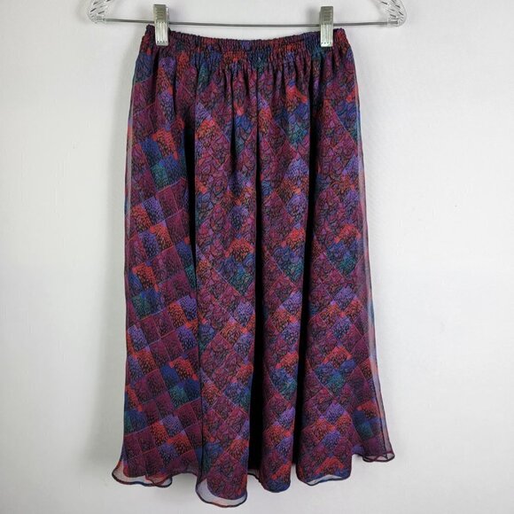 Koos Van Den Akker Women's 4 Skirt Multicolor Abstract Elastic Waist Knee Length - Picture 2 of 5